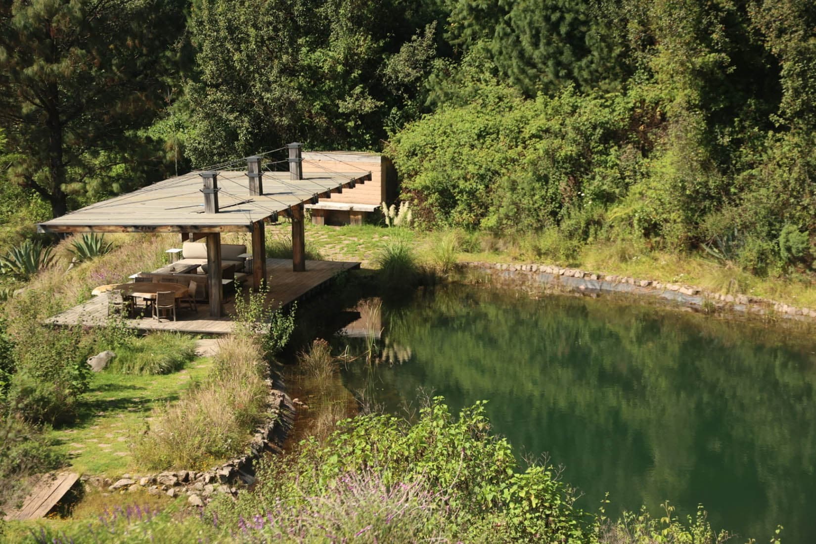 witness locations valle paralelo valle de bravo mexico pond timber pavilion forest meadow