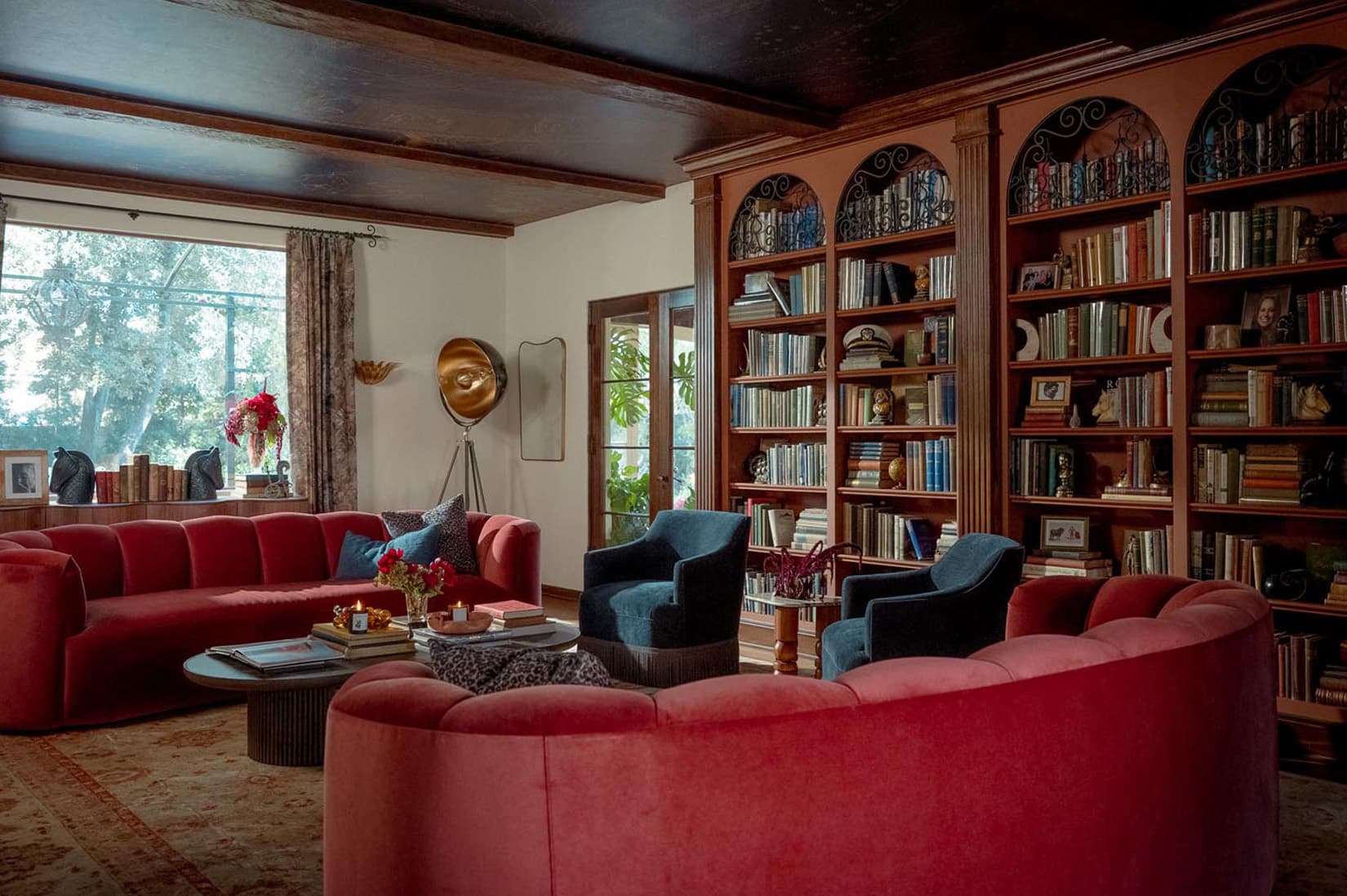 witness locations the ficker house claremont california library red velvet sofas arched bookshelves