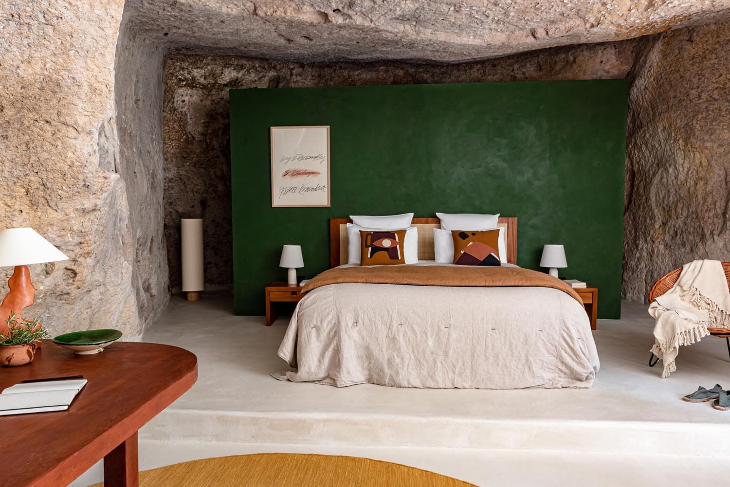 witness locations letoile des baux les baux de provence france troglodyte bedroom green wall rock ceiling