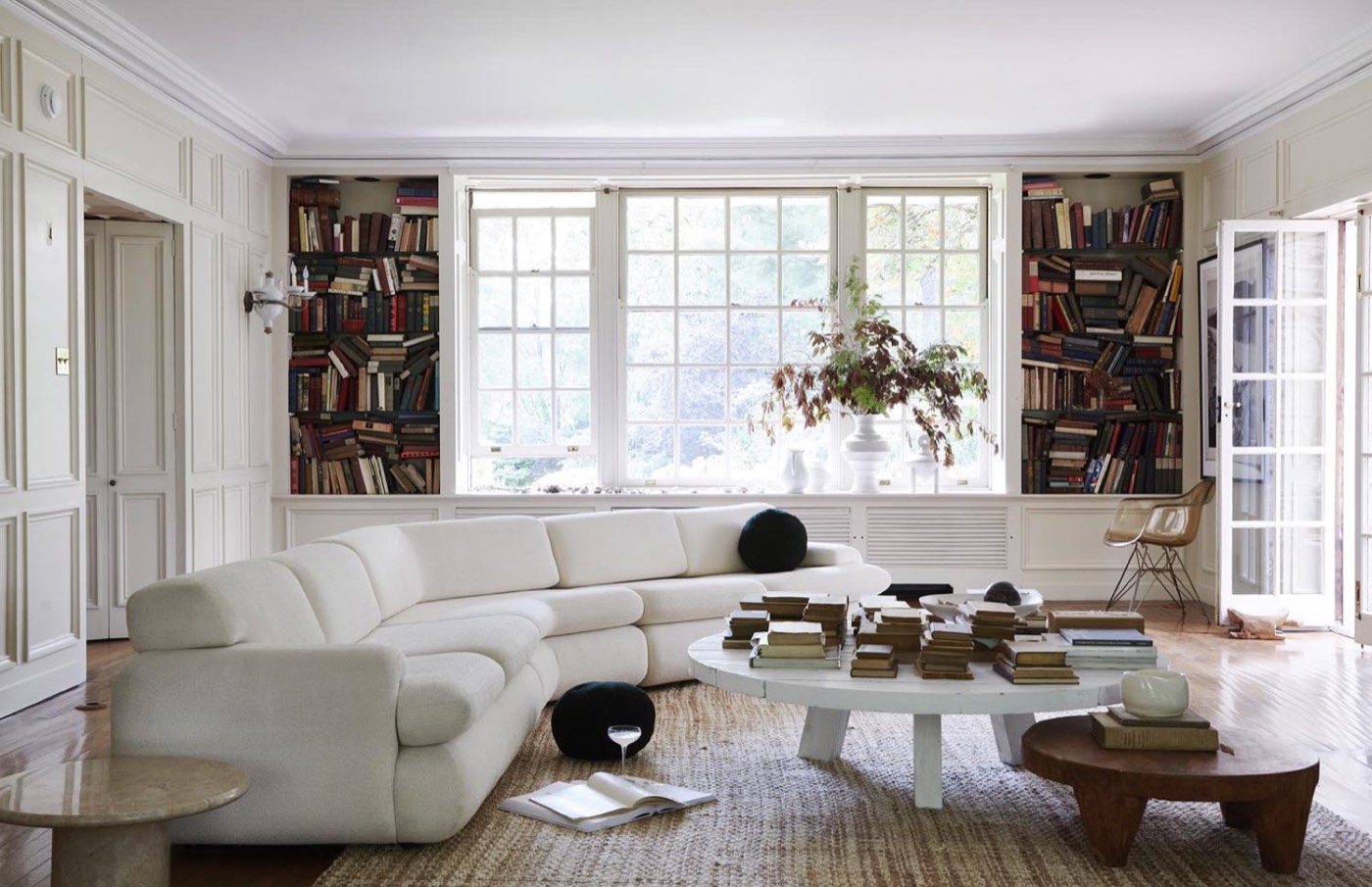 Textural whitewashed living space at Loveland, a Leanne Ford–designed home