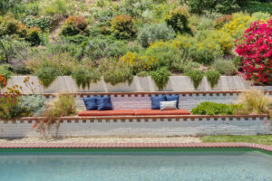 Exterior poolside view of guest house