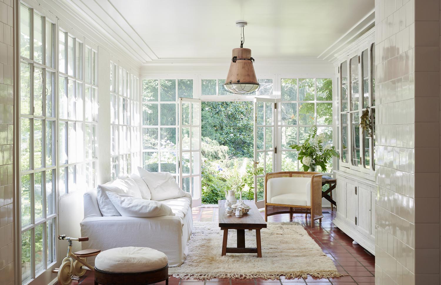 Light-filled white interior of Loveland by Leanne Ford in Pennsylvania